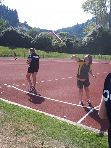Sophie Holden throws the mini javelin.