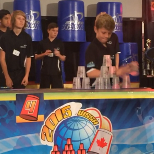 William McLauchlan competing at the World Sport Stacking Championships, Montreal