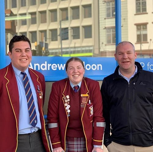 Ryan Brosnahan and Mya Nevin meet with Rangitata MP Andrew Falloon to discuss their proposed policy changes
