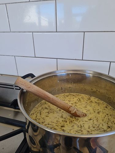 Creamy Thyme and white wine sauce for our chicken main