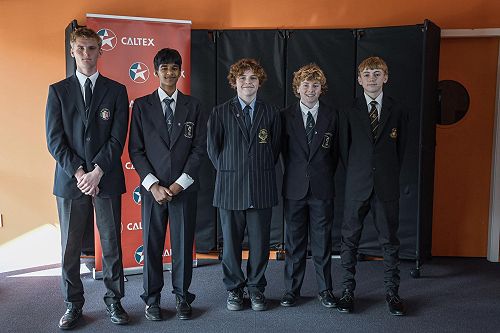 The NZSS Junior Men's team with Fergus Hill on the right.