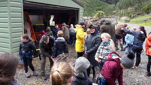 Everyone getting ready for abseiling