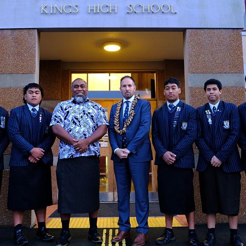 Mr Jope Tudreu, Pasifika Dean and Mr Darin Smith, Acting Rector with our Pasifika Prefects