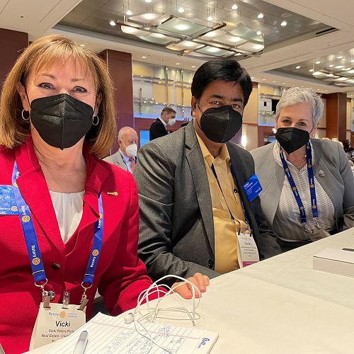Rotary Directors at Council on Legislation - Vicki Puliz (USA), Venky Venkatesh (India), Valerie Wafer (Canada).