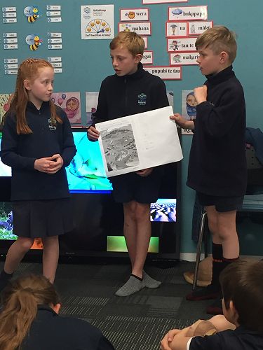Sophie, Dominic and Cooper sharing their ideas