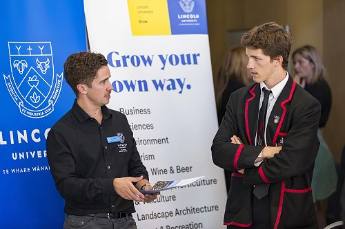 Mason Hunt, from Lincoln University, with CJ Moore.