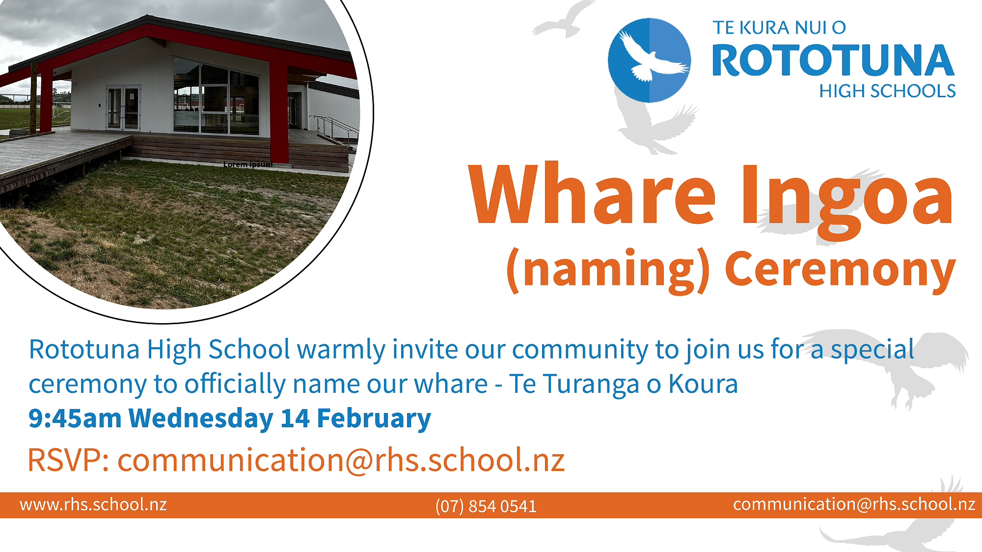 Invitation To Our Whare Opening 