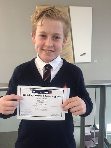 Billy Ellwood at Otago Science Fair Prize-giving