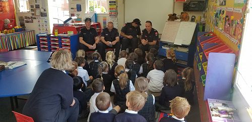 The Fire Fighters talking about how to be safe around fire.