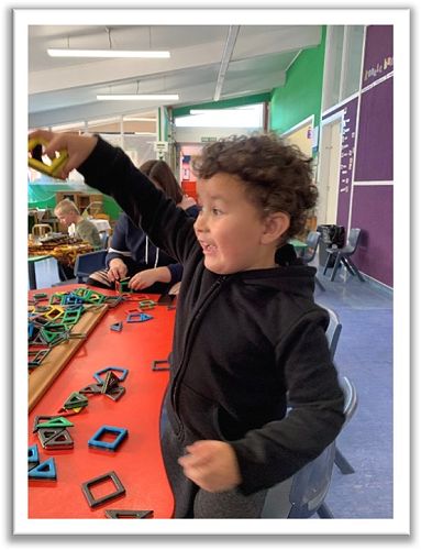 Sorting colours and building magnetic blocks is what Te Peehi Cashell-Hansen enjoys at Taihape Kindergarten.