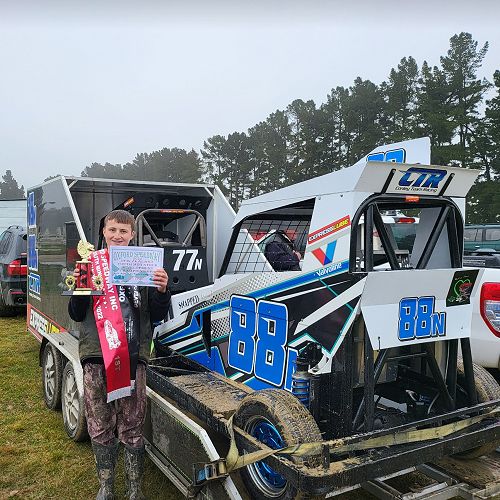 Charlie Boon at the NZ Youth Mini Stock Development Championships