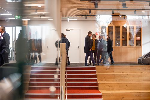 The wide stairs in the Lander Centre