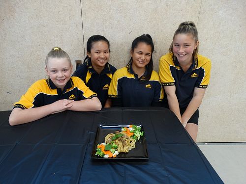 Amy, Charlize, Piper, and Emily with their Lamb Suprise