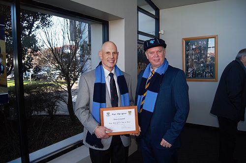 Wall of Fame inductee John Campbell's sons Mark and Glen hold their Fathers certificate