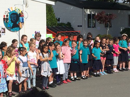 Year 1-4 Kapa Haka sharing their waiata.