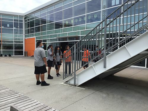 Getting ready for Fitness on the stairs in Whanau-Ora