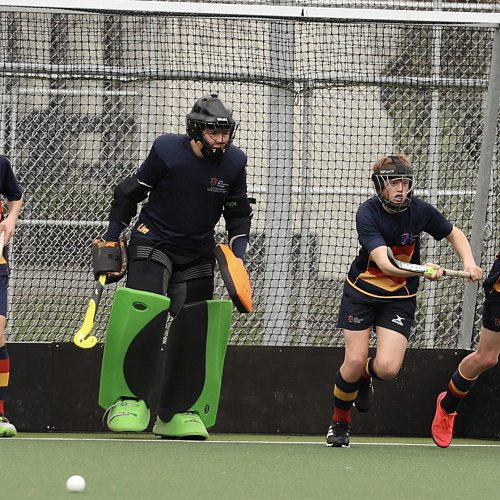 Fergus Millar, Lachie Macaulay, Oscar Crowe, Dan O'Brien defend a Penalty Corner.