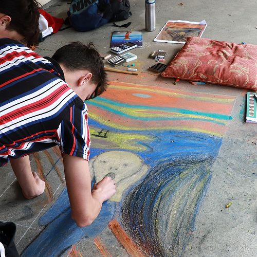 Chalk drawing on concrete