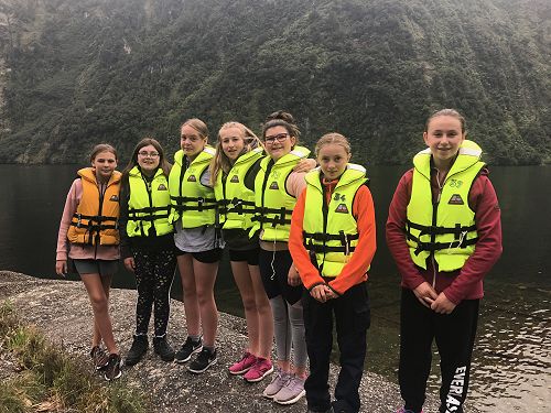 Waiting for turn at fishing: Maggie Murdoch, Ruby Woodham, Taylor Skevington, Arabella Boaden-Trotter, Emillie Matthews, Melanie Button and Sophie Canton
