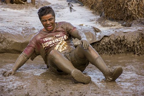 Jared Talanoa showing full commitment to the race!