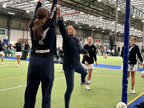 Coach Lauren modelling defensive skills