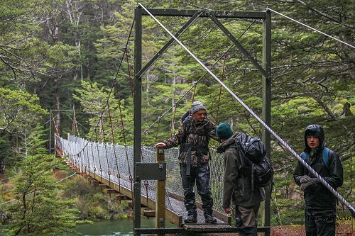 James, Thomas and Ben head out into the rain on Saturday