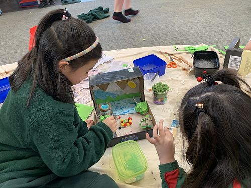 Chloe and Joanah adding the finer details to their diorama.