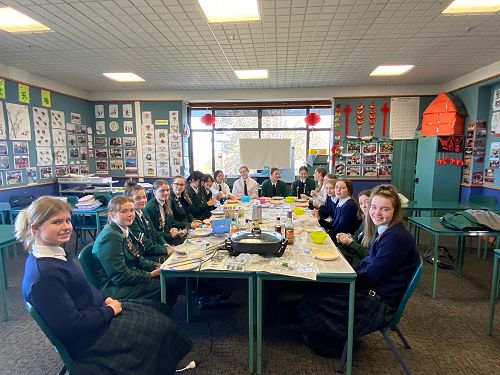 Students enjoying their cooking lesson