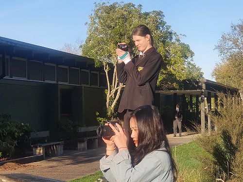 Media Studies students learning to use equipment