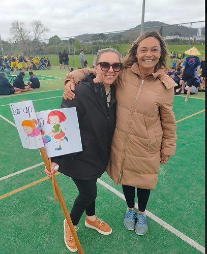 Whaea Sammie (Team Leader Te Whanau O Waiarohia and Mrs. Pevats (Team Leader Te Whanau O Tawatawhiti).