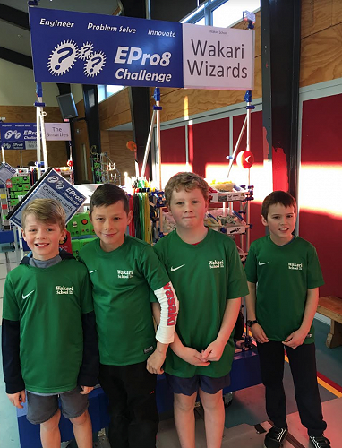 The Wakari Wizards (L-R) Flynn, Asher, Danny and Finn get ready to compete in the EPro8 challenge.