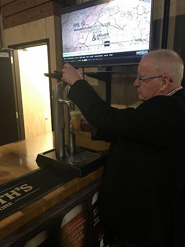 Treasurer Garth pouring an ale- Fail!