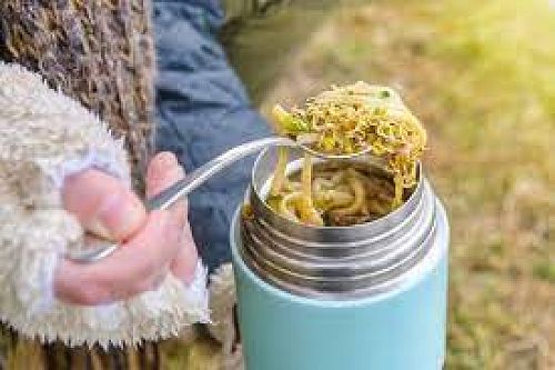 Noodles ready to eat straight from a flask