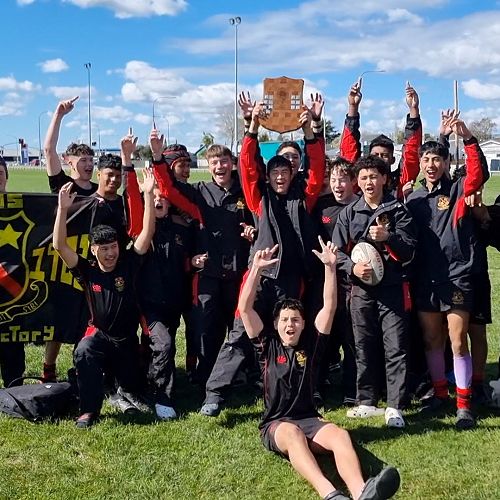 Our Super 8 Championship winning Under 14A Rugby team