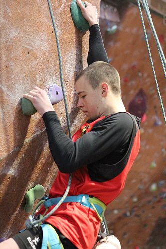 Jack Basel climbing Route One in Top Rope