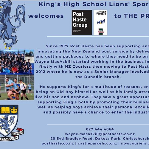 King's High School Lions' Sport welcomes Post Haste to THE PRIDE