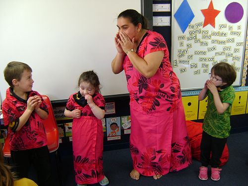 Hadlee, Romy and Amy watching Angelique to learn the actions of the song