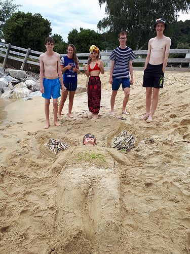 Fun on the beach at Marahau.
