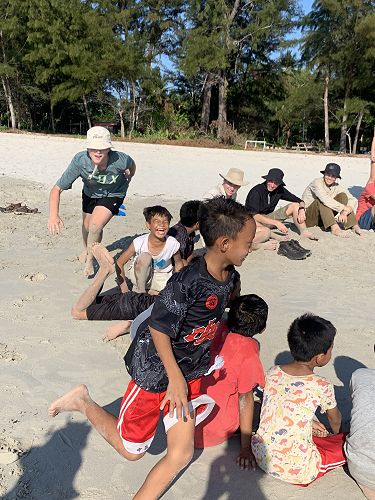 Beach games with local children