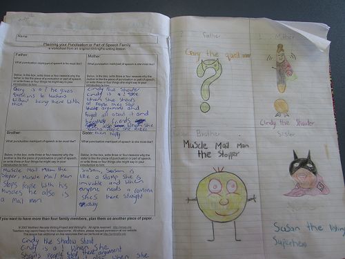 Work Sample from Writer's Notebook