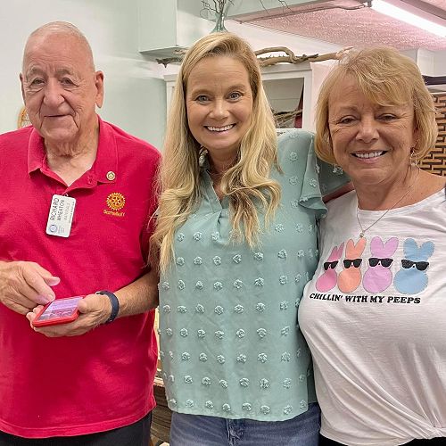 Amy Payne, middle, with her Rotary mentors Richard Wheaton and Reda Tabor.