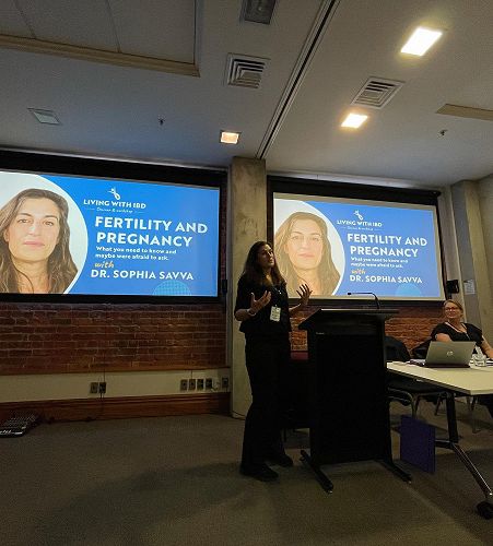 Dr Sophia Savva presenting "Fertility and pregnancy".