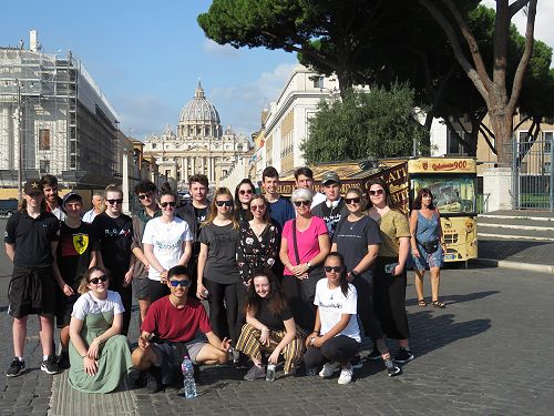 The group on walkabout in Rome, St. Peter's Basilica in the background.