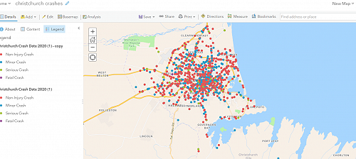 Christchurch crash map