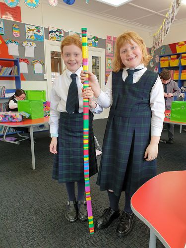 Emerson and Grace with their tower