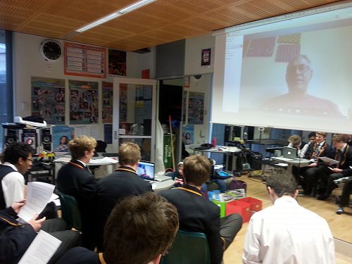 Senior Drama class interviewing NZ Playwright David Geary (who lives in Vancouver Canada)