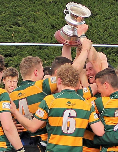 1st XV players winning the Trustbank Cup after defeating Christchurch Boys High School