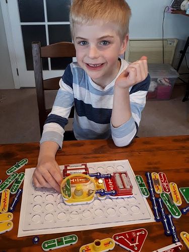 Leo Mundy (Year 3) sharing his electrical circuit which is part of his 'passion project'.