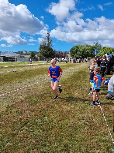 Year 7 Myla smiling while completing her run!