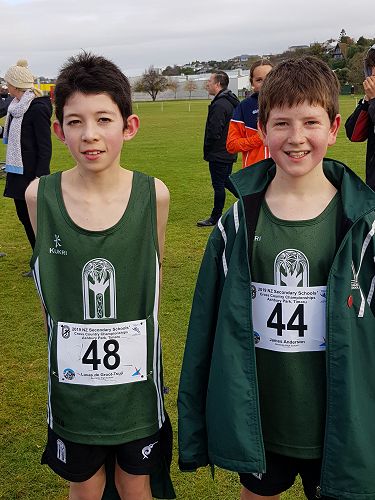 Lucas de Groot-Tsuji 9WSME and James Anderson 9SOSC pictured at National Secondary Schools Cross Country.